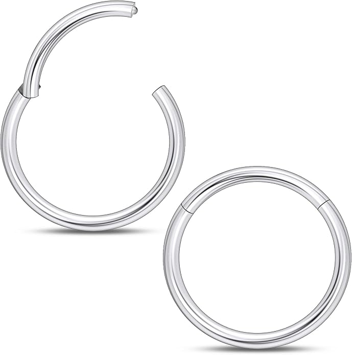 20G-2G ASTM F136 Titanium Septum Nose Rings Hoops Hinged Clicker Segment Septum Lip Nipple Ring Cartilage Tragus Helix Sleeper Earrings Piercing Jewelry for Women Men 6mm-19mm