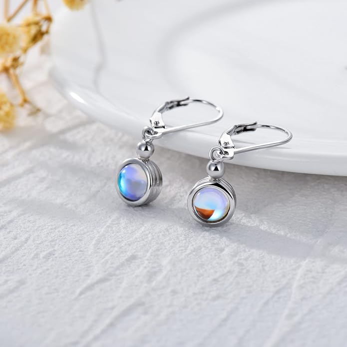 Dorunmo Moonstone Dangle Drop Earrings s925 Sterling Silver Leverback Earrings Filigree Moonstone Jewelry Birthday Gifts for Women
