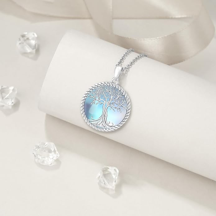 Odinstone Tree of Life Necklace, Sterling Silver Pendant for Women Family Tree Necklaces Jewelry for Mom/Wife/Grandma(With Fine Gift Box)