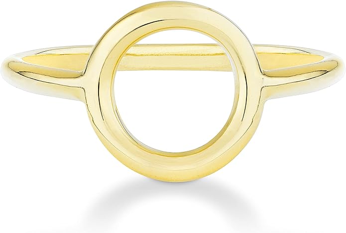 Miabella 925 Sterling Silver or 18K Gold Plated Open Circle Ring for Women Made in Italy