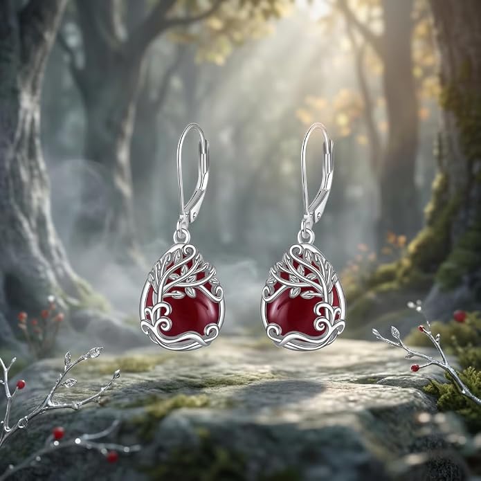 Teardrop Tree of Life/Filigree Earrings for Women Dangle Leverback Earrings Jewelry Gift Anniversary For Her