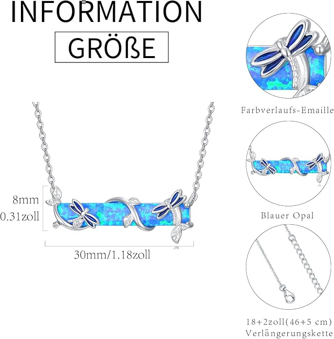 Bar Opal Leaf Necklace For Women S925 Sterling Silver White Opal Pendant with Leaf Charm Bar Pendant Jewelry Gift For Mom Daughter Wife
