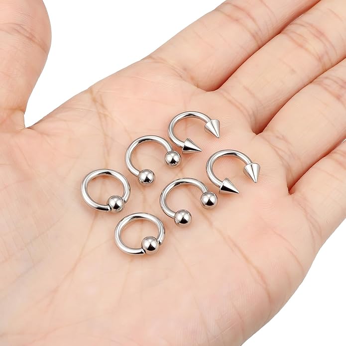 00G 0G 2G 4G 6G 8G 10G 12G 14G 16G Septum Rings Silver Black Surgical Steel Heavy Gauges Earrings Stretching kit Eyebrow Lip Septm Nose Rings Helix Tragus Daith Rook Earrings Hoops 10mm-19mm