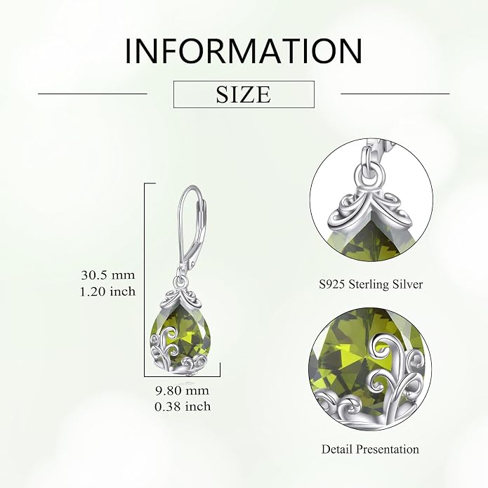 POPLYKE Celtic Filigree Teardrop Drop Dangle Earrings Sterling Silver Leverback Earrings Jewelry for Women