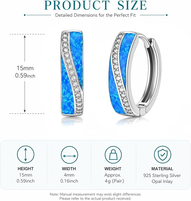 Opal/Turquoise Huggie Earrings 925 Sterling Silver Opal/Turquoise Small Animal Huggie Hoop Earrings Animal Huggies Earring Jewelry Gifts for Women Mom Her