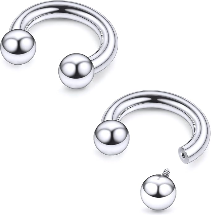 20G 18G 16G 14G 12G 8G 6G 4G 2G ASTM F136 Titanium Internal Thread Horseshoe Septum Ring Jewelry Circular Barbell Helix Snug Tragus Rook Daith Cartilage Earring Lip Ring Piercing Jewelry