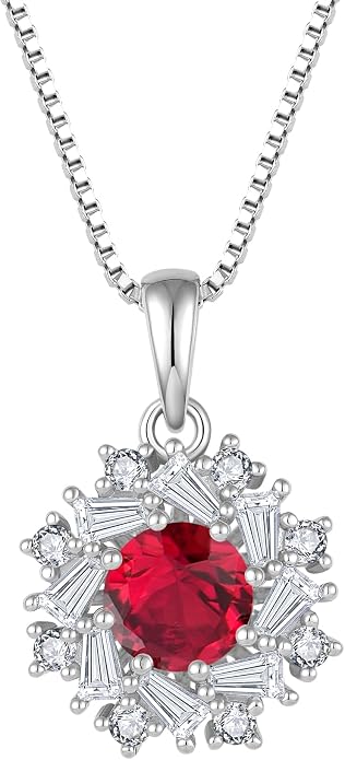 Birthstone Necklace 925 Sterling Silver Round 5A Cubic Zirconia Pendant Necklace Jewelry Birthday Gifts for Women