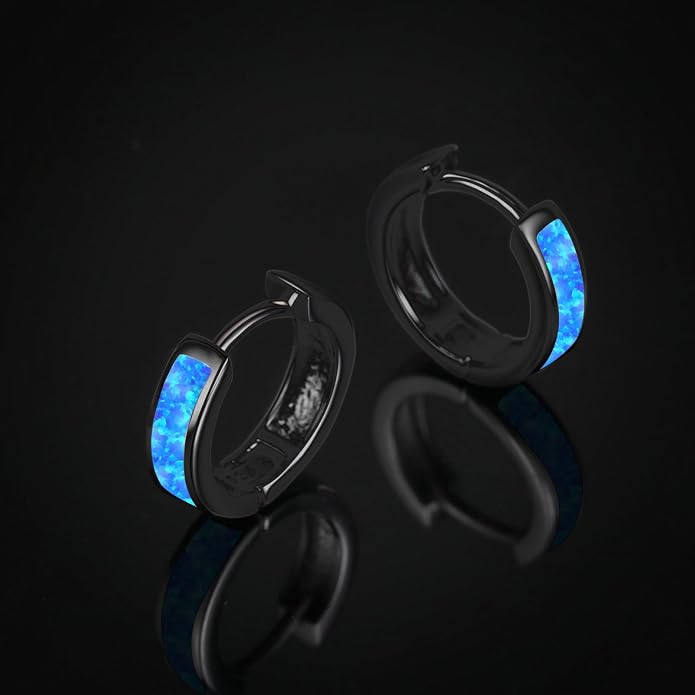 CUOKA MIRACLE 925 Sterling Silver Opal Hoop Earrings for Women - Opal Hinged Huggie Hoops, Hypoallergenic Small Hoop Earrings for Sensitive Ears, Dainty Everyday Jewelry Birthday Christmas Gift