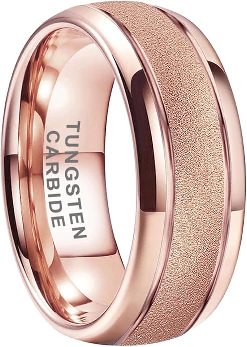 TUTISS 6mm 8mm Black/Gold/Rose Gold/White Tungsten Rings for Men Women Fashion Engagement Wedding Bands Sandblasted Finish I Love You Engraved Comfort Fit