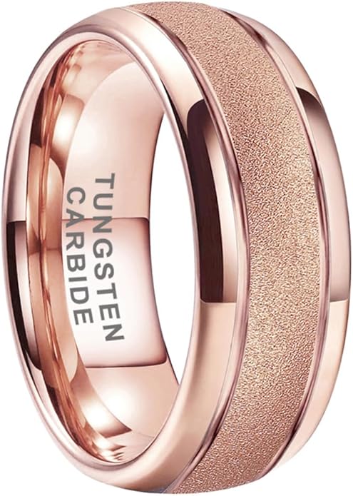 TUTISS 6mm 8mm Black/Gold/Rose Gold/White Tungsten Rings for Men Women Fashion Engagement Wedding Bands Sandblasted Finish I Love You Engraved Comfort Fit