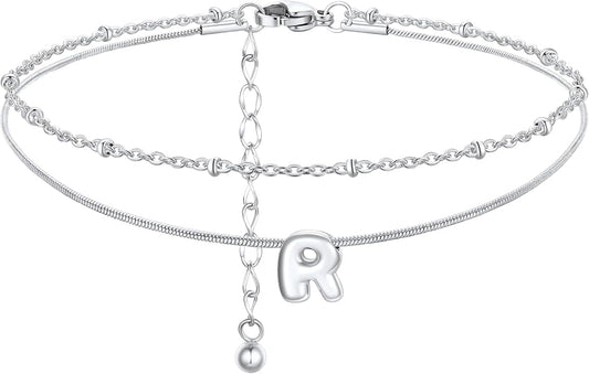 ChainsProMax Initial Ankle Bracelets for Women, Waterproof Anklets Bracelet Adjustable Summer Beach Women Foot Jewelry, Stainless Steel/Gold Plated-Send Gift Box/Letter A-Z