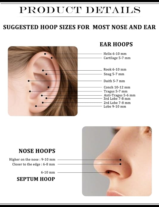 20G 18G 16G 14G 12G 10G 8G 6G Nose Rings Hoops 316l Surgical Steel Clicker Septum Lip Ring Tragus Helix Daith Rook Conch Snug Cartilage Lobe Earrings Hoop Piercing Jewelry For Women Men