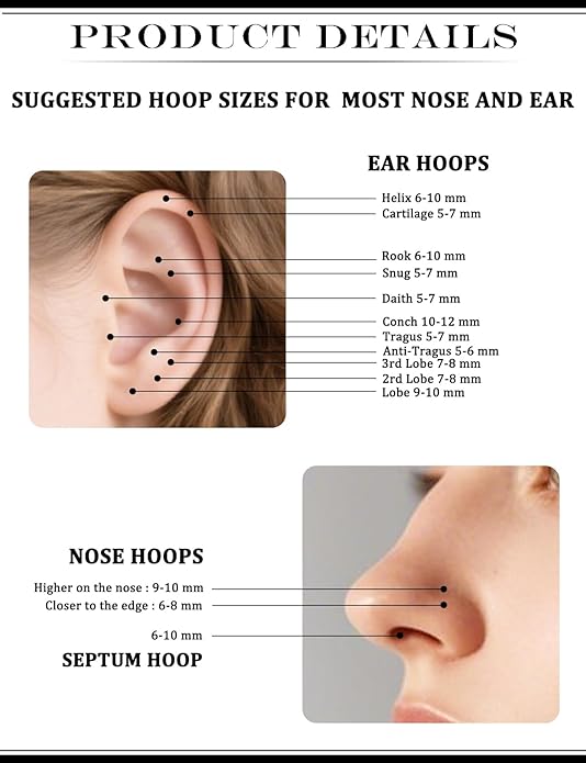 20G 18G 16G 14G 12G 10G 8G 6G Nose Rings Hoops 316l Surgical Steel Clicker Septum Lip Ring Tragus Helix Daith Rook Conch Snug Cartilage Lobe Earrings Hoop Piercing Jewelry For Women Men