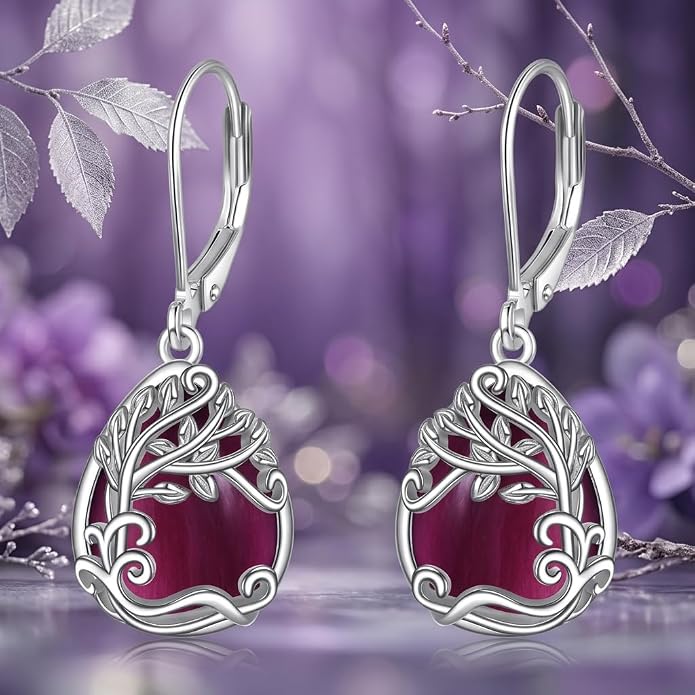 Teardrop Tree of Life/Filigree Earrings for Women Dangle Leverback Earrings Jewelry Gift Anniversary For Her