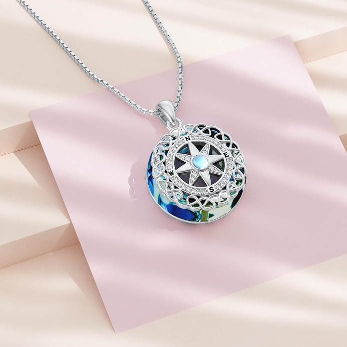 ROMANTICWORK Clover/AA/Ankh/Sun/Compass Necklace Sterling Silver Moss Agate Turquoise Butterfly/Dragonfly/Bee Pendant Jewellery Christmas Birthday Gifts for Women