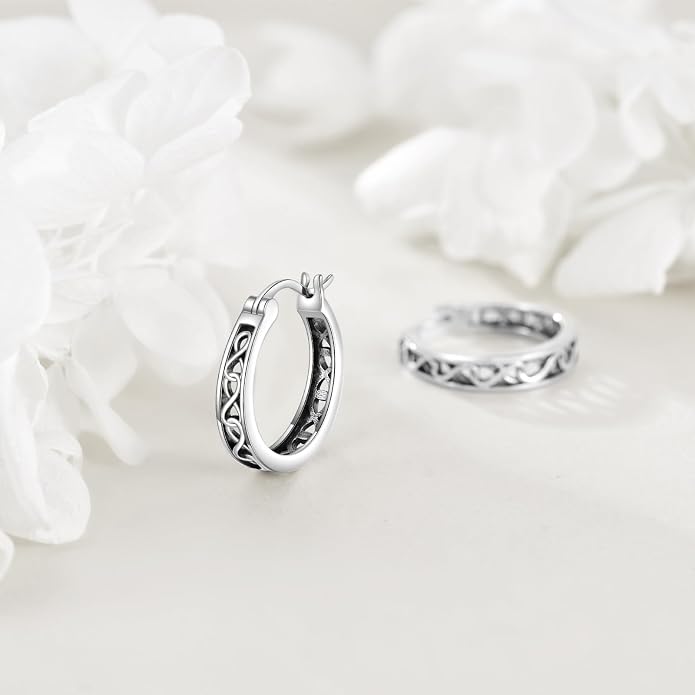 Sterling Silver Hoop Earrings Small Hoop Sun/Leaf/Triangle Huggie Earrings for Women Hypoallergenic