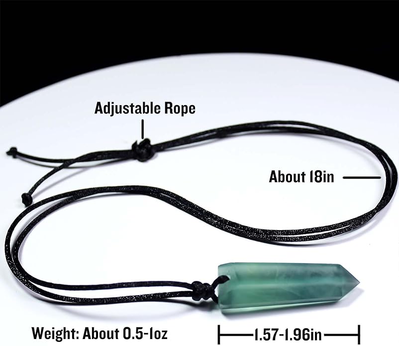 Runyangshi Healing Crystal Pendants, Single Pointed Natural Crystal Quartz Necklace 6 Faceted Chakra Crystal Wand Stone Reiki Energy