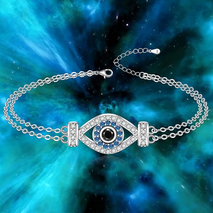 Fenthring Evil Eye Anklet Sterling Silver Protection Turkish Blue Eyes Ankle Bracelets Anklets for Women Chain Jewelry