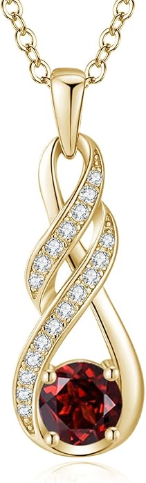 Birthstone Necklaces for Women 925 Sterling Silver Infinity Pendant Created Gemstone Jewelry for Her, 16"+2"