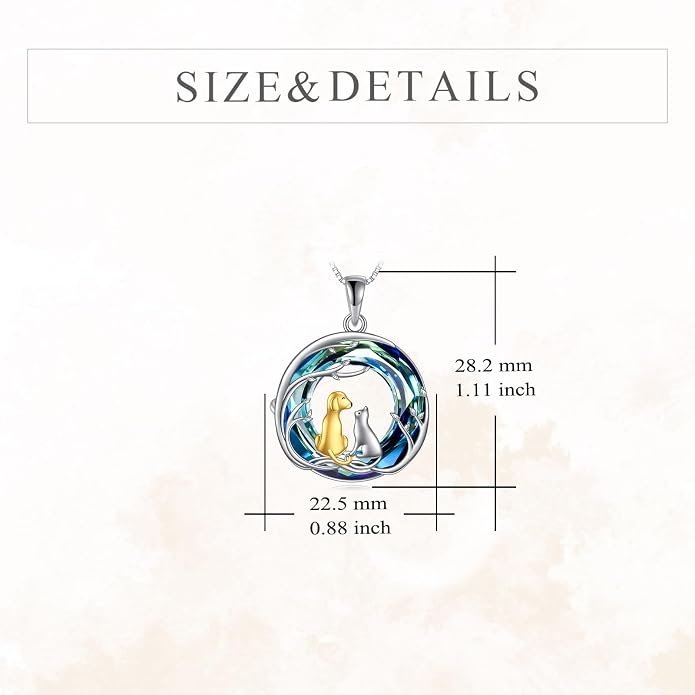 Cat Necklace Sterling Silver Cat Zircon Pendant Gothic Jewelry for Women Animal Lovers Gifts