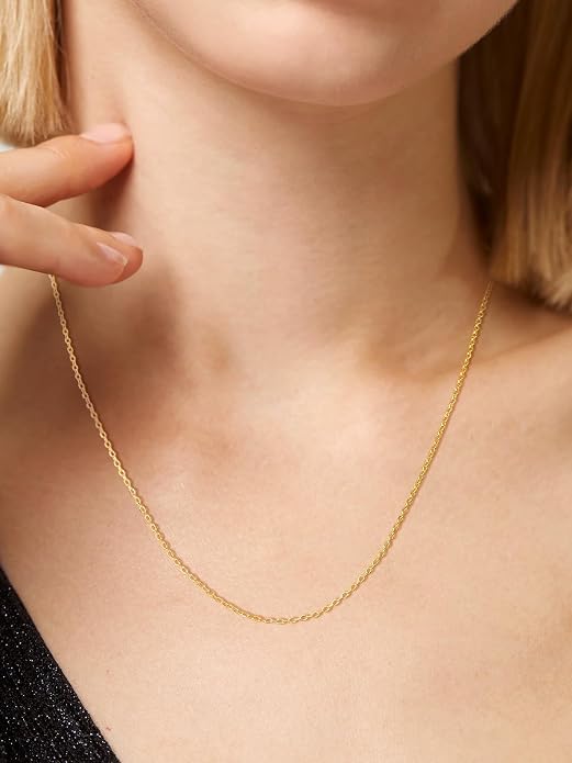 SILVERCUTE 925 Sterling Silver Necklace for Women,1mm/1.3mm/1.5mm/1.6mm Thin Silver Cable Chain/Box Chain/Rope Chain Necklace with Extension Chain,18/20/22/24/26/28/30 Inch