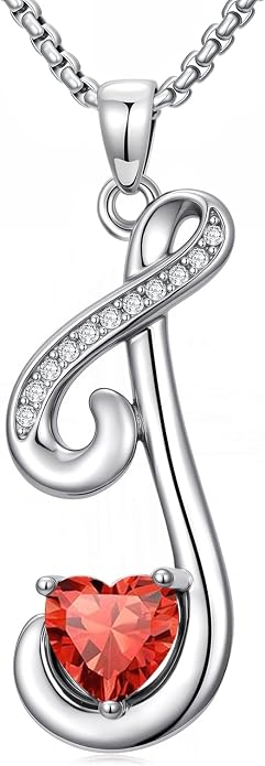 Birthday Gifts for Women Alphabet A to Z Initial Birthstone Pendant Necklaces for Women - 18k White Gold Plated Personalized Name Jewelry Anniversary Graduation Gifts for Wife Her Daughter Girlfriend(with Gift Box)