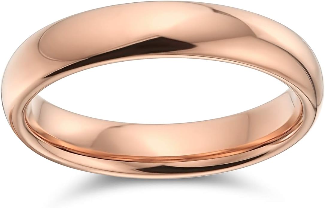 Bling Jewelry Plain Simple Dome Black Couples Titanium Wedding Band Ring For Men For Women Comfort Fit 4MM
