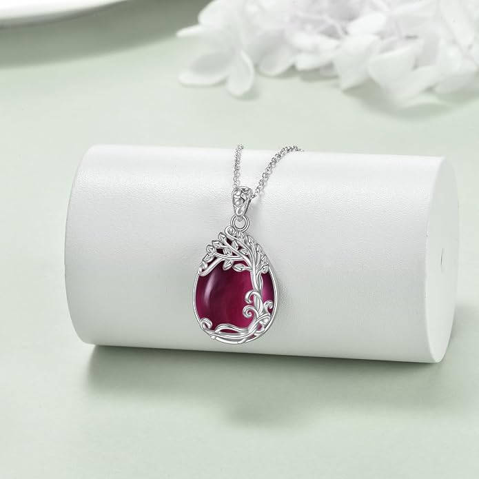 YAFEINI 925 Sterling Silver Moonstone Necklace Filigree Teardrop Pendant Necklace Jewelry for Women Girls