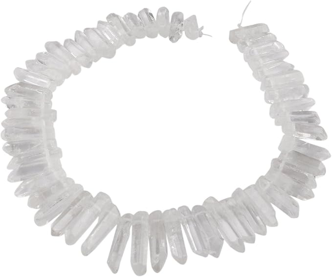 SUNYIK Natural Rock Quartz Crystal Points Quartz Polished Sticks Spikes Point Beads 15 inch Strand Drilled
