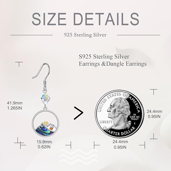 AOBOCO Mustard Seed Earrings for Women Sterling Silver Mountain Cross Earrings Dangle Christian Religion Jewelry Mothers Day Birthday for Mom Wife Friends
