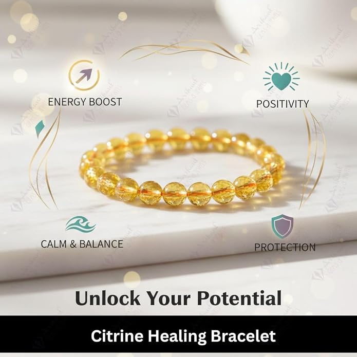 Arihant Gems And Jewels Reiki/Yoga Healing Crystal Stretchable Bracelet,100% Natural And Certified, Astrological Gemstone, Unisex Both For Men & Women - (8 Mm)