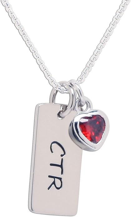 Cherished Moments Girl's .925 Sterling Silver CTR Bar Necklace with Simulated Birthstone Heart Charm