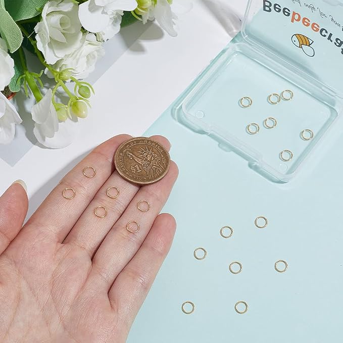 Beebeecraft 20Pcs Closed Jump Rings 14K Gold Filled 6mm Soldered Jump Rings Non-Tarnish Round Connector Linking for Jewelry Making DIY Crafts Findings Supplies