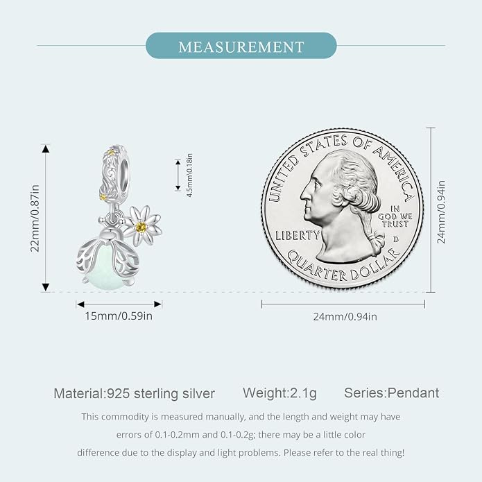 NINGAN 925 Sterling Silver Charm Golden Love Charm Buckle Safety Chain Travel Bead Firefly Dragonfly Pendant, Suitable for Women Bracelet and Necklace as Gift from Mom and Friends