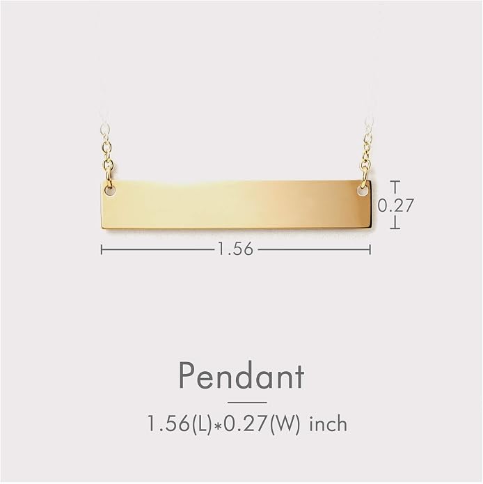 Personalized Necklace for Women, Custom Name Bar Pendant, Graduation Gift or Mothers Day Gift for Her, Gold Name Plate for Mom