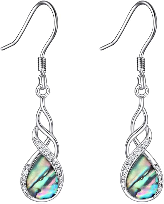 Larimar/Turquoise/Moonstone/Black Onyx/Abalone Shell Earrings for Women Sterling Silver Drop Earrings Jewelry Gift for Women