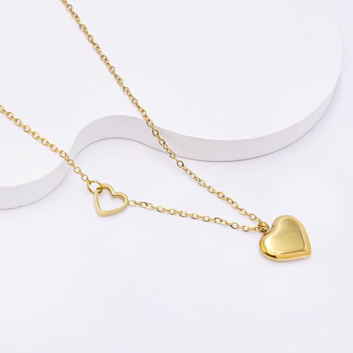 Dainty Love Heart Pendant Necklace Crystal Love Heart Charm Choker Silver Gold Plated Necklace Birthstone Jewelry for Women Trendy Daily Jewelry Accessories Stuff Birthday Gifts