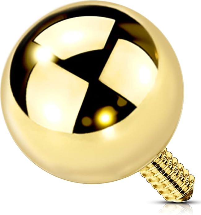 OUFER 14K Solid Gold Clea CZ Replacement Ball Externally Threaded for Belly Button Rings
