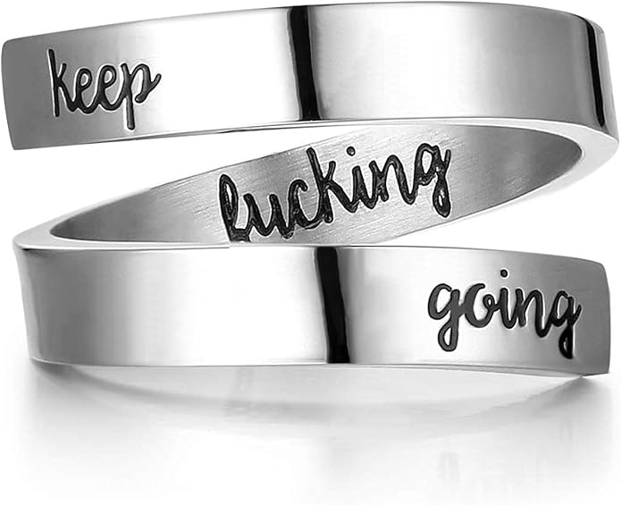 Inspirational Rings for Women Statement Stainless Steel Spiral Wrap Twist Ring Encouragement Personalized Jewelry Birthday Gifts