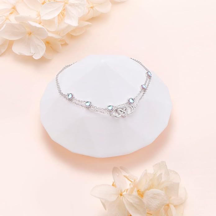 S925 Sterling Silver Ankle Bracelets Butterfly/Evil Eye/Anchor/infinity/Beach Anklet for Women Opal Moonstone Foot Chain Beach Jewelry