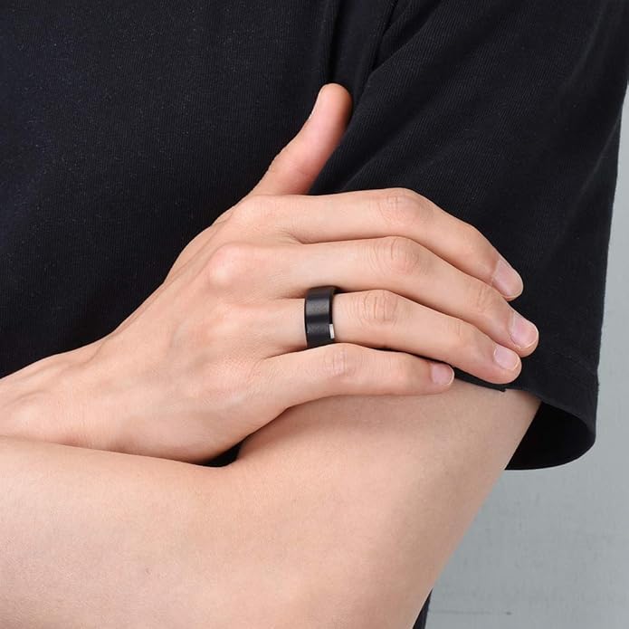 King Will Tungsten Men's Wedding Ring - Available in 6mm to 10mm, Black/Silver, Matte Finish, Beveled Polished Edge, Comfort Fit
