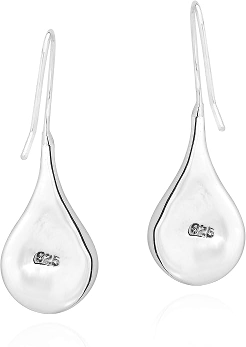 Chic Teardrop with White Mother of Pearl Inlay .925 Sterling Silver Dangle Earrings