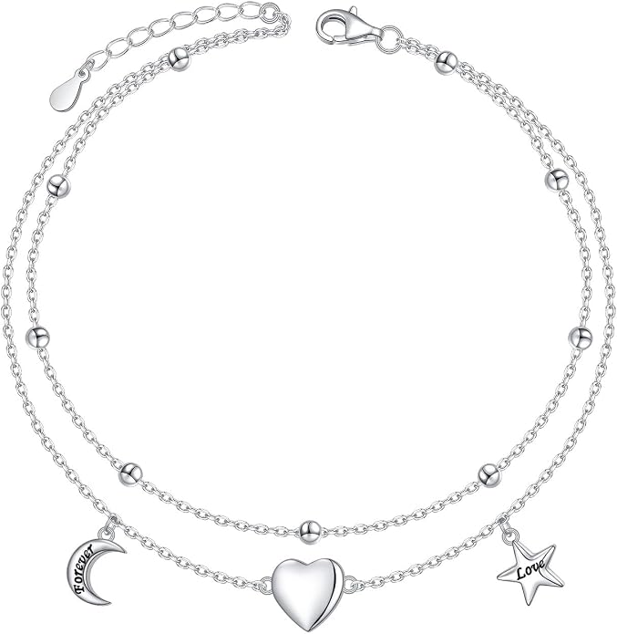 S925 Sterling Silver Anklets Adjustable Beach Foot Ankle Bracelet Jewelry Gifts For Women Girls