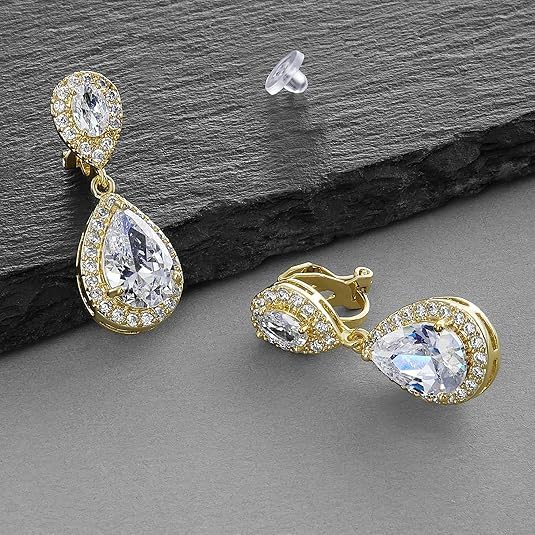 Mariell Cubic Zirconia Crystal Teardrop Dangle Bridal and Wedding Earrings, CZ Jewelry for Brides, Bridesmaids, Homecoming, Prom and Dressy Everyday Wear