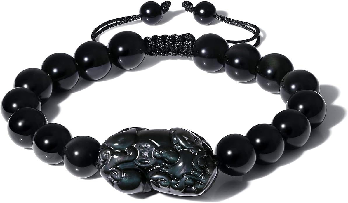 COAI Chinese Feng Shui Pixiu Piyao Stone Tiger Eye/Obsidian/Aventurine Bracelet