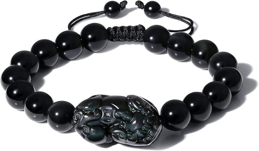 COAI Chinese Feng Shui Pixiu Piyao Stone Tiger Eye/Obsidian/Aventurine Bracelet