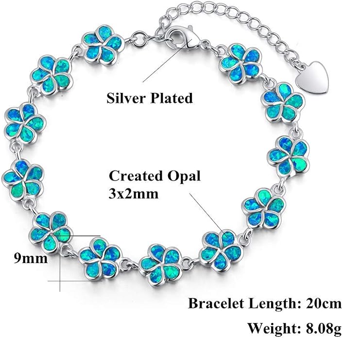 CiNily Adjustable Tennis Bracelet-Oval or Flower Shape White Gold/Sterling Silver Plated Opal Bracelet for Women Girls Gemstone Bracelets