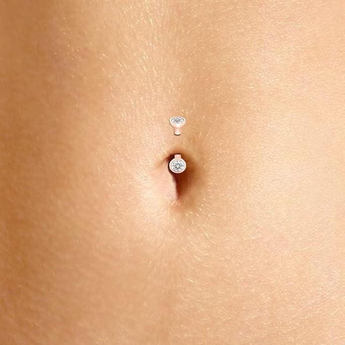 SAVEARTH DIAMONDS 1/3 Carat Round Cut Lab Created Moissanite Diamond Belly Button Navel Rings Body Piercing Jewelry For Women In 14K Gold Over Sterling Silver (VVS1 Clarity, 0.33 Cttw)
