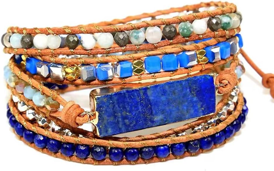 Women Wrap Bracelets Boho Natural Stone Jasper Turquoises Strand Bracelet Jewelry Collection