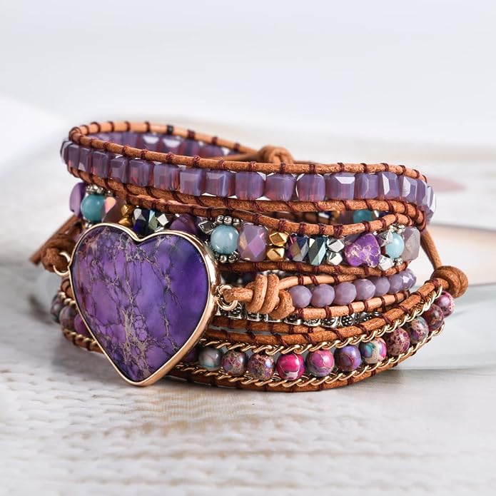 YGLINE Natural Stone Bracelet 3 Wraps Bracelet Handmade Boho Bracelet for Women Bracelet